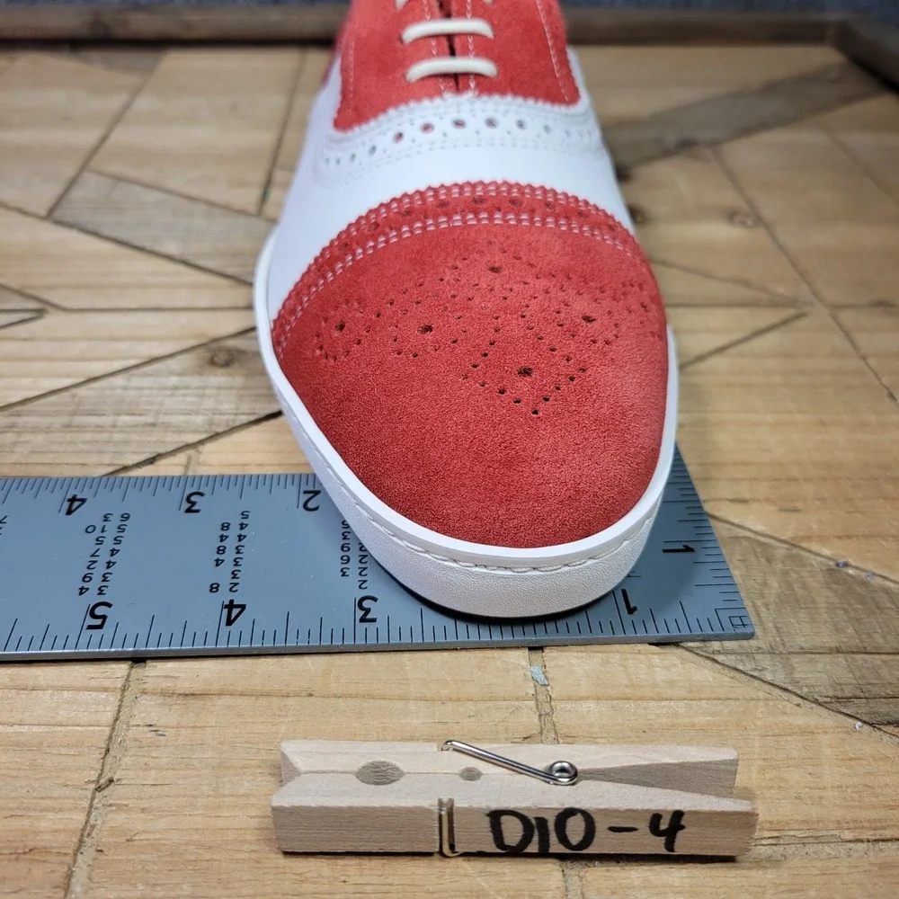 Allen Edmonds CUSTOM Strand Sneaker Mens 9 D Two Tone Red White Suede‎ Brogue